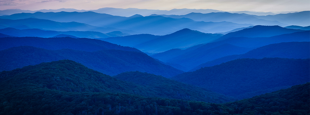 blue ridge mountains with blue sky