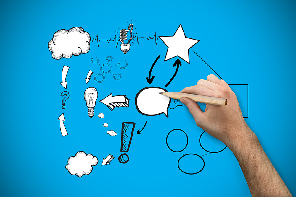 Composite image of hand holding a pencil